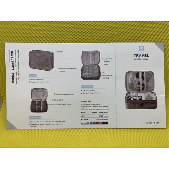 Electronic Accessories USB Cord Charger Cable Organizer Bag Travel Storage Case - Picture 7 of 7